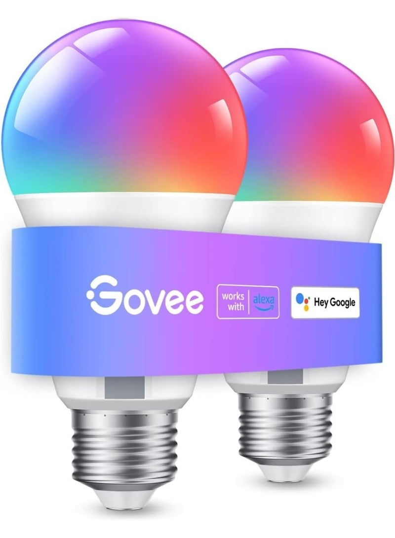 Govee Smart Light Bulb E27, WLAN Lamp RGBWW Dimmable with 16 Million DIY Colours, 800LM, 54 Scenes, Smart Bulb Voice Control Works with Alexa, Google Assistant, Pack of 2 - Image 1